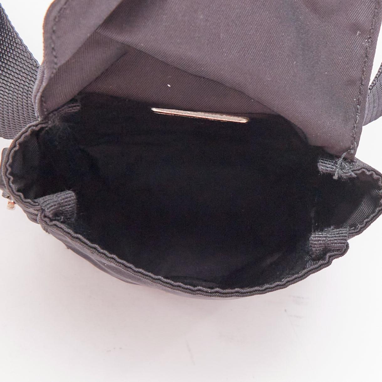 rare PRADA black nylon silver triangle logo leather triple pouch waist bag For Sale 2