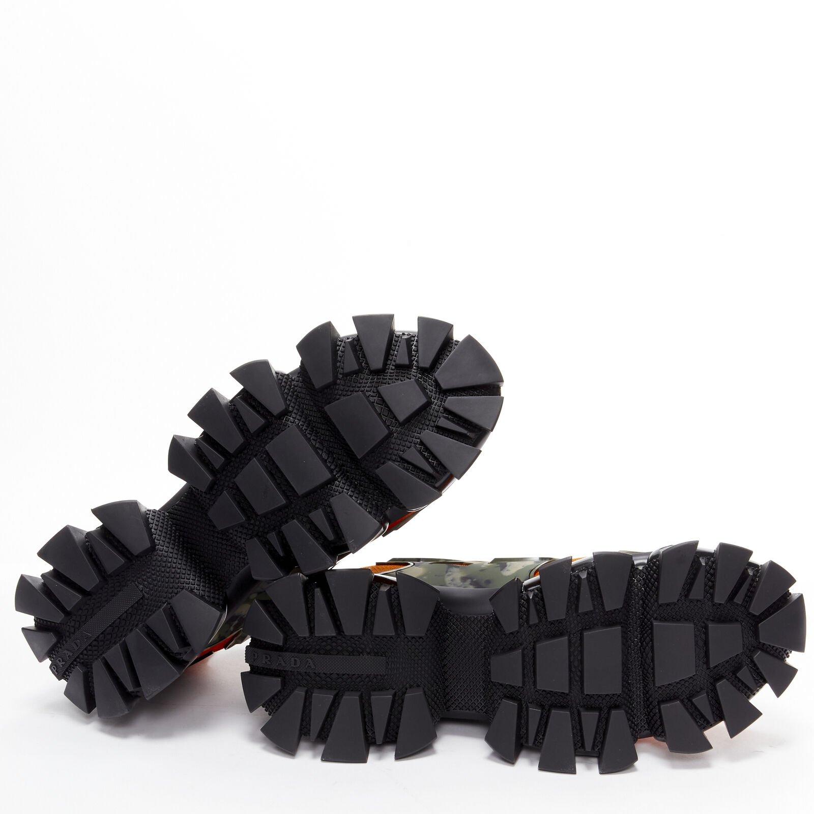 Rare écharpe camo PRADA Cloudbust Thunder orange vert GB9,5 EU43,5 en vente 6