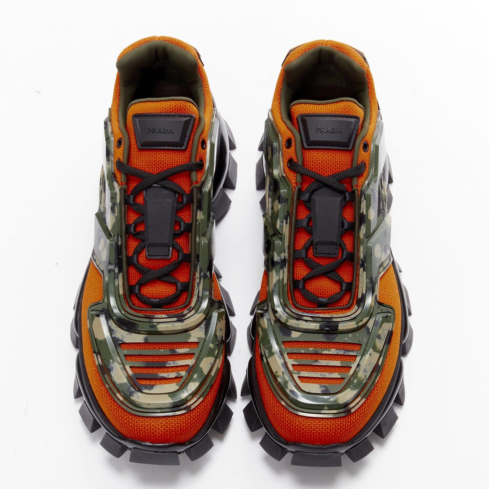 Noir Rare écharpe camo PRADA Cloudbust Thunder orange vert GB9,5 EU43,5 en vente