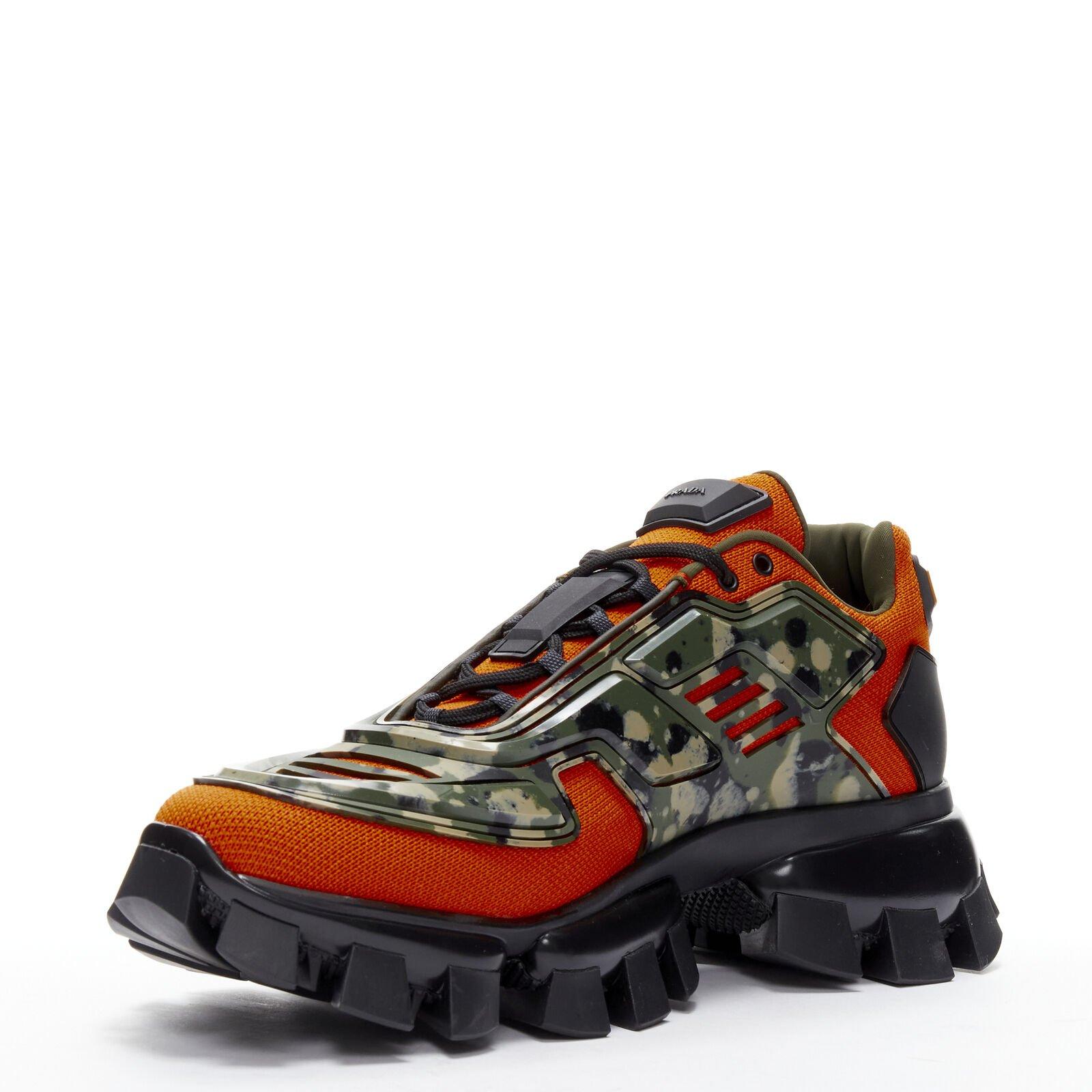 Rare écharpe camo PRADA Cloudbust Thunder orange vert GB9,5 EU43,5 Excellent état - En vente à Hong Kong, NT
