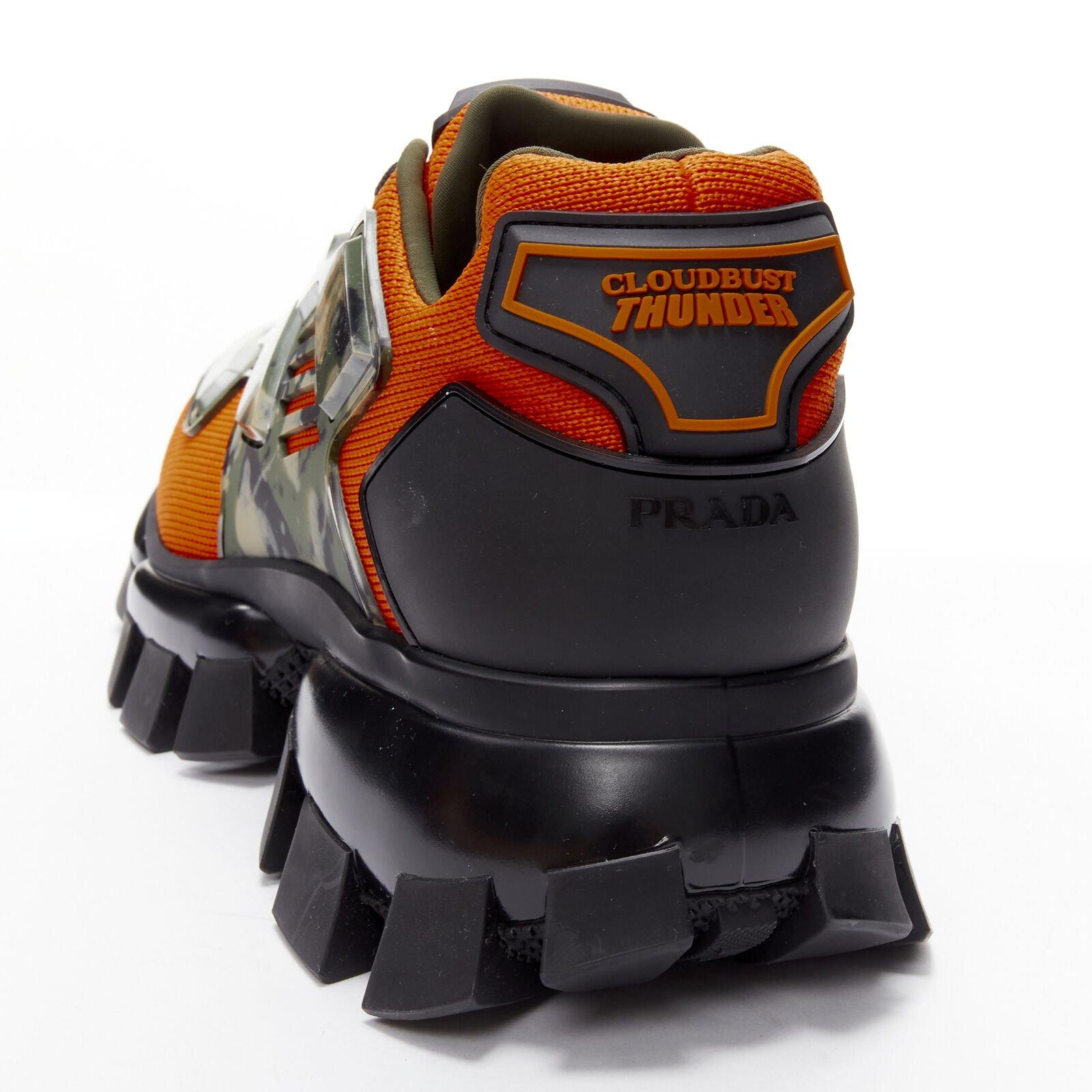 Rare écharpe camo PRADA Cloudbust Thunder orange vert GB9,5 EU43,5 en vente 3