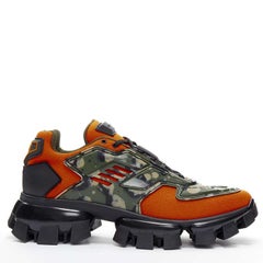 Seltener PRADA Cloudbust Thunder Laufsteg orange-grüner Kamo-Turnschuhe UK9,5 EU43,5