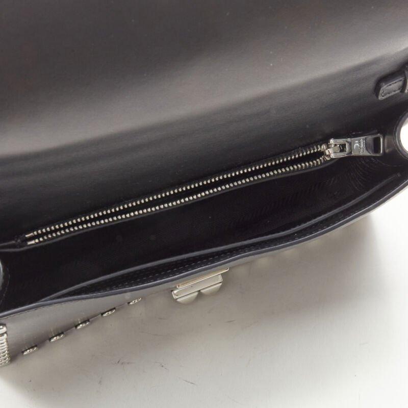 rare PRADA Elektra floral punk buckle pink silver studded flap crossbody bag For Sale 7