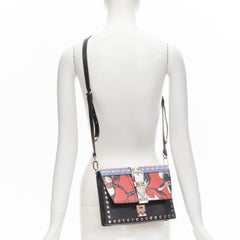 rare PRADA Elektra floral punk buckle pink silver studded flap crossbody bag