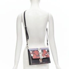 rare PRADA Elektra floral punk buckle pink silver studded flap crossbody bag