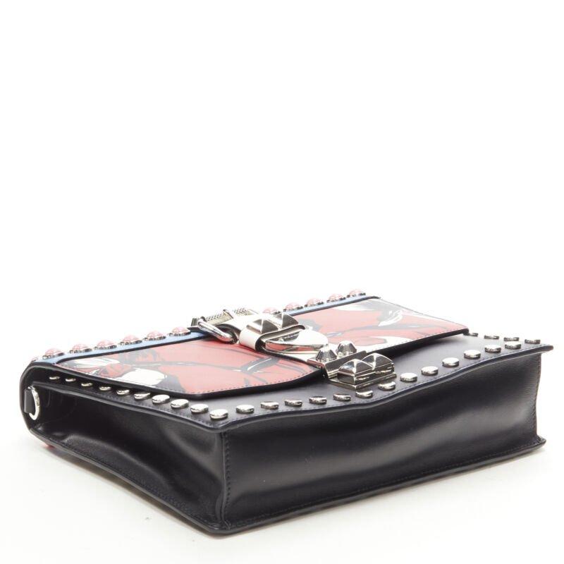 rare PRADA Elektra floral punk buckle pink silver studded flap crossbody bag For Sale 1