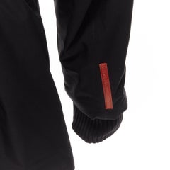 rare PRADA LINEA ROSSA Vintage wool fur hood padded coat leather belt bag IT44 L