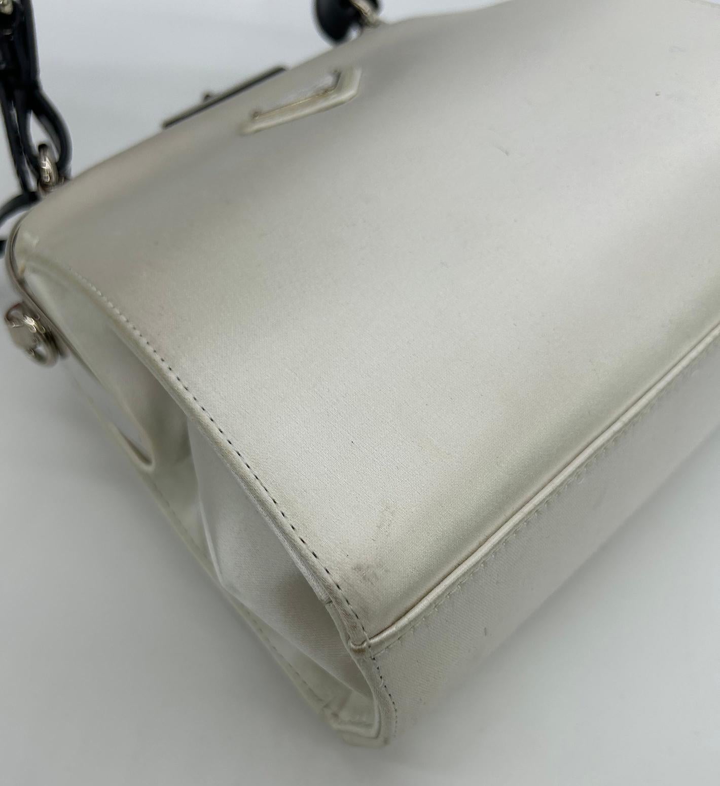 RARE Prada Raso Ricamo White Silk Crystal Beaded Frame Bag 6