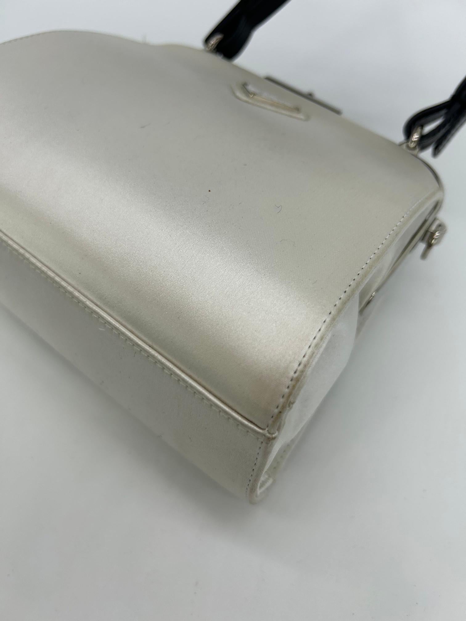 RARE Prada Raso Ricamo White Silk Crystal Beaded Frame Bag 7