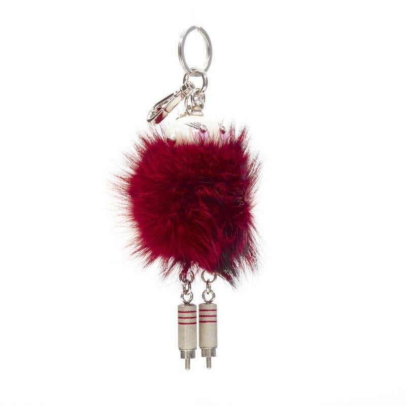rare PRADA Robot red fur body mixed wire bolts keyring bag charm In Excellent Condition In Hong Kong, NT