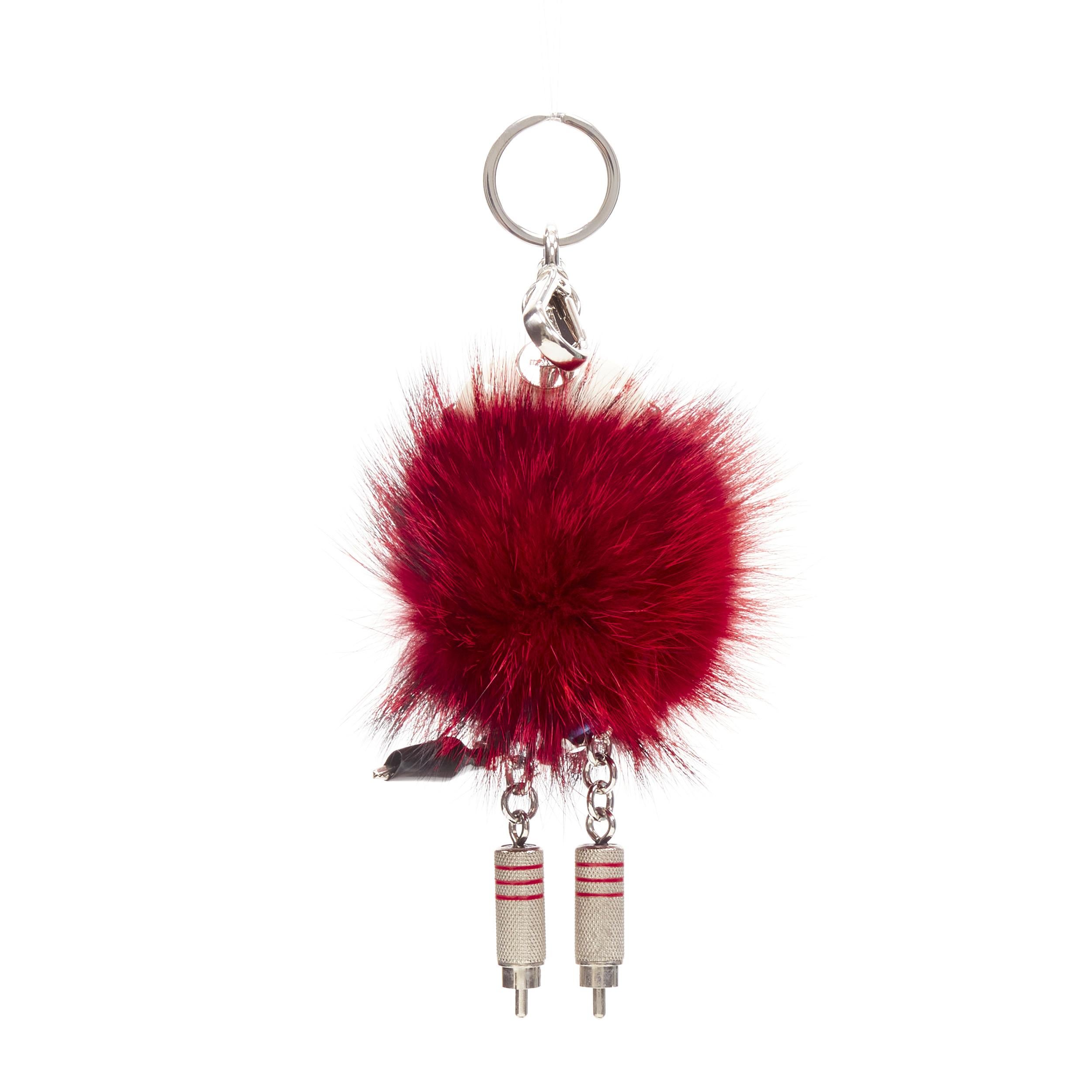 rare PRADA Robot red fur body mixed wire bolts keyring bag charm In Excellent Condition For Sale In Hong Kong, NT