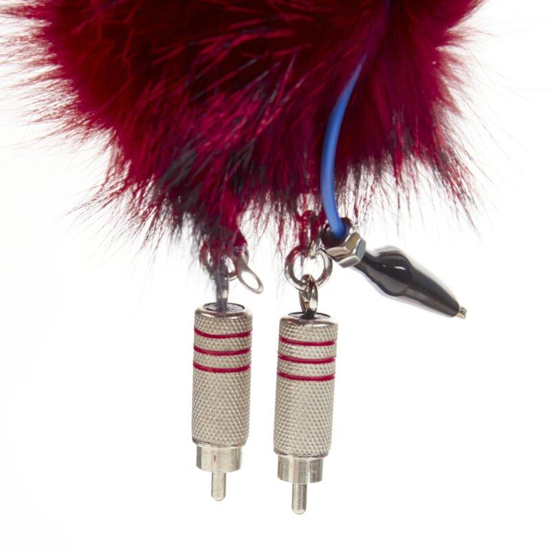 rare PRADA Robot red fur body mixed wire bolts keyring bag charm 3
