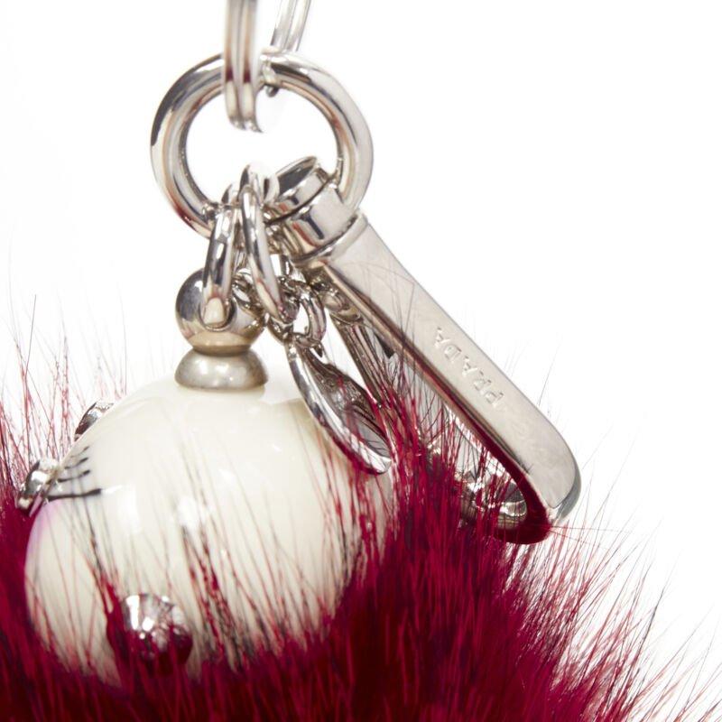 rare PRADA Robot red fur body mixed wire bolts keyring bag charm 4