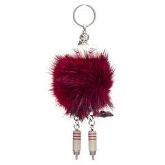 rare PRADA Robot red fur body mixed wire bolts keyring bag charm