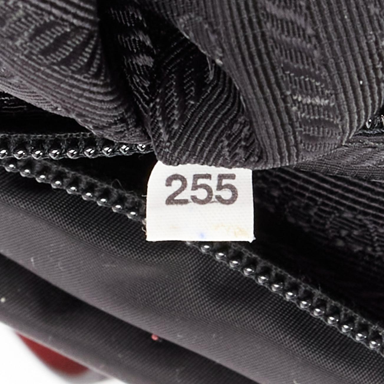 rare PRADA Vela black nylon red punk studded logo plaque crossbody bag 7