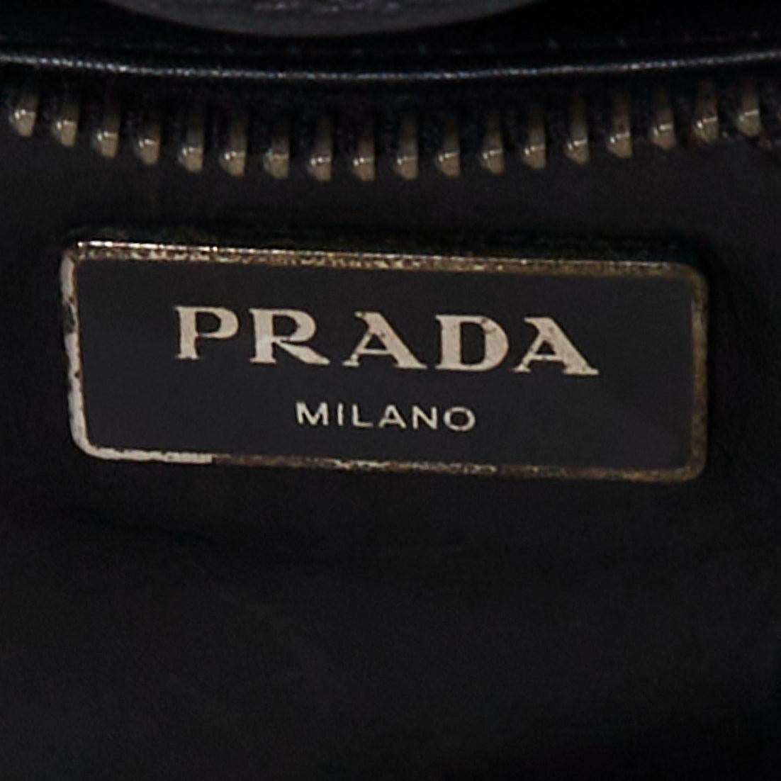 rare PRADA Vela black nylon silver punk studs straps logo plate crossbody bag 5