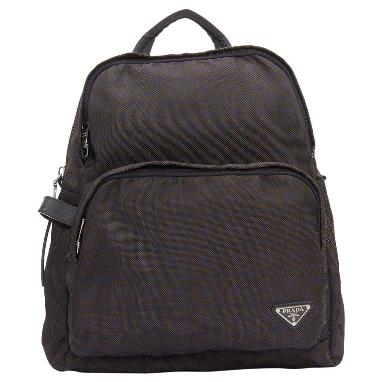 rare PRADA Vintage brown black check print triangle logo  display picture 2
