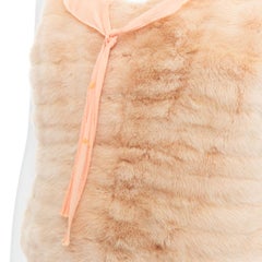 rare PRADA Vintage cream dyed fur pink silk satin bow vest top IT40 S