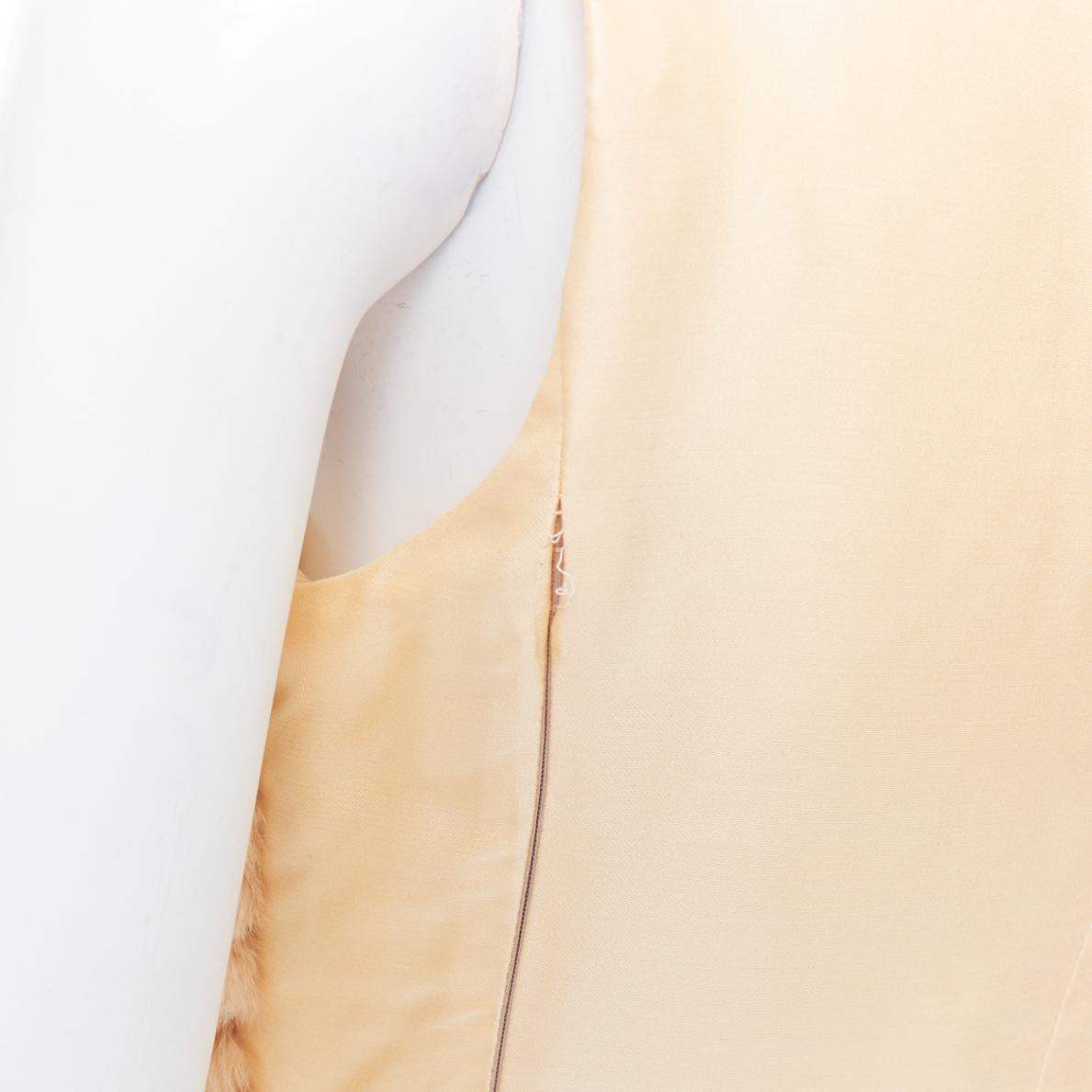 rare PRADA Vintage cream dyed fur pink silk satin bow vest top IT40 S For Sale 2