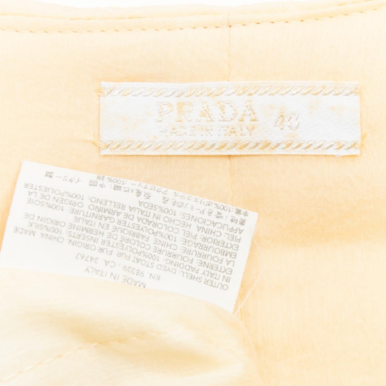 rare PRADA Vintage cream dyed fur pink silk satin bow vest top IT40 S For Sale 4
