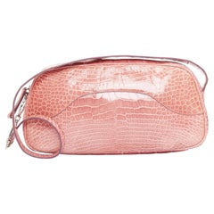 rare PRADA Vintage glossy pink scaled leather silver clasp chain shoulder bag
