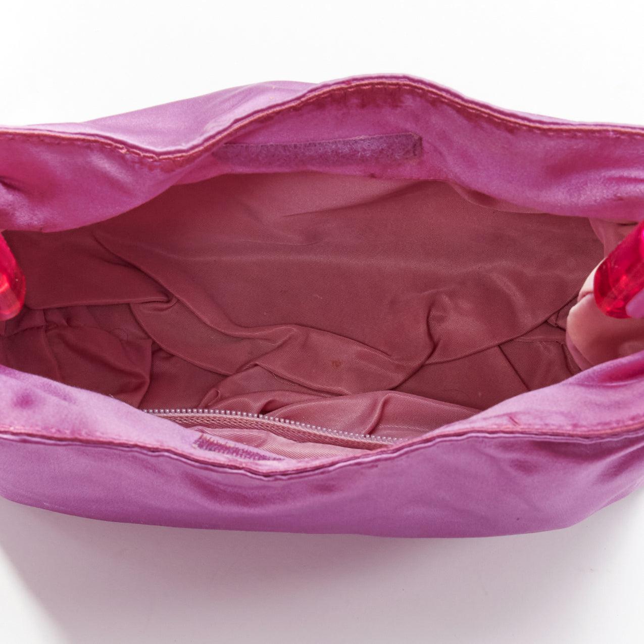rare PRADA Vintage pink satin acrylic translucent top handle tote bag 5
