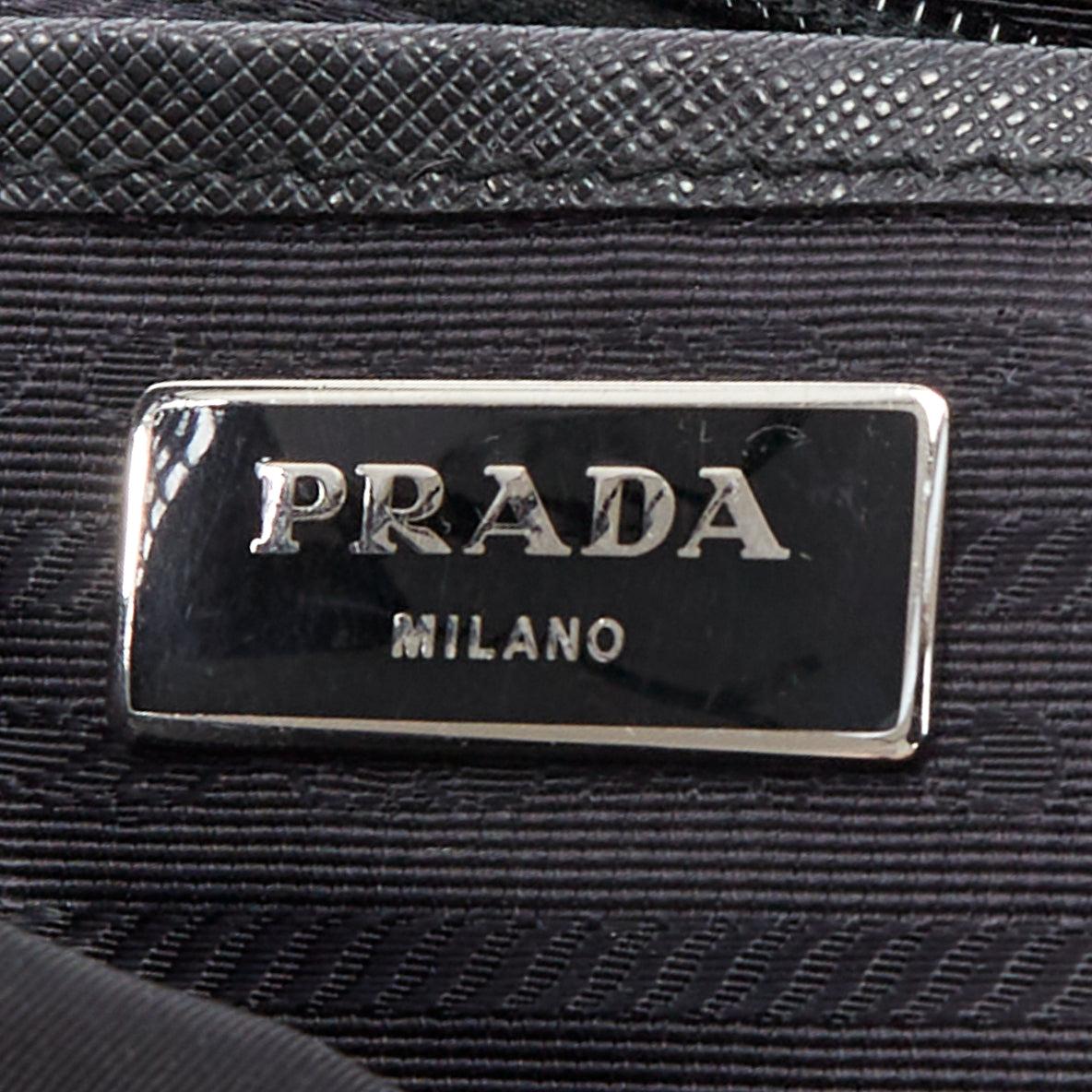 rare PRADA Vitello Vintage Twin Pocket aged leather crystal grommet tote bag 6