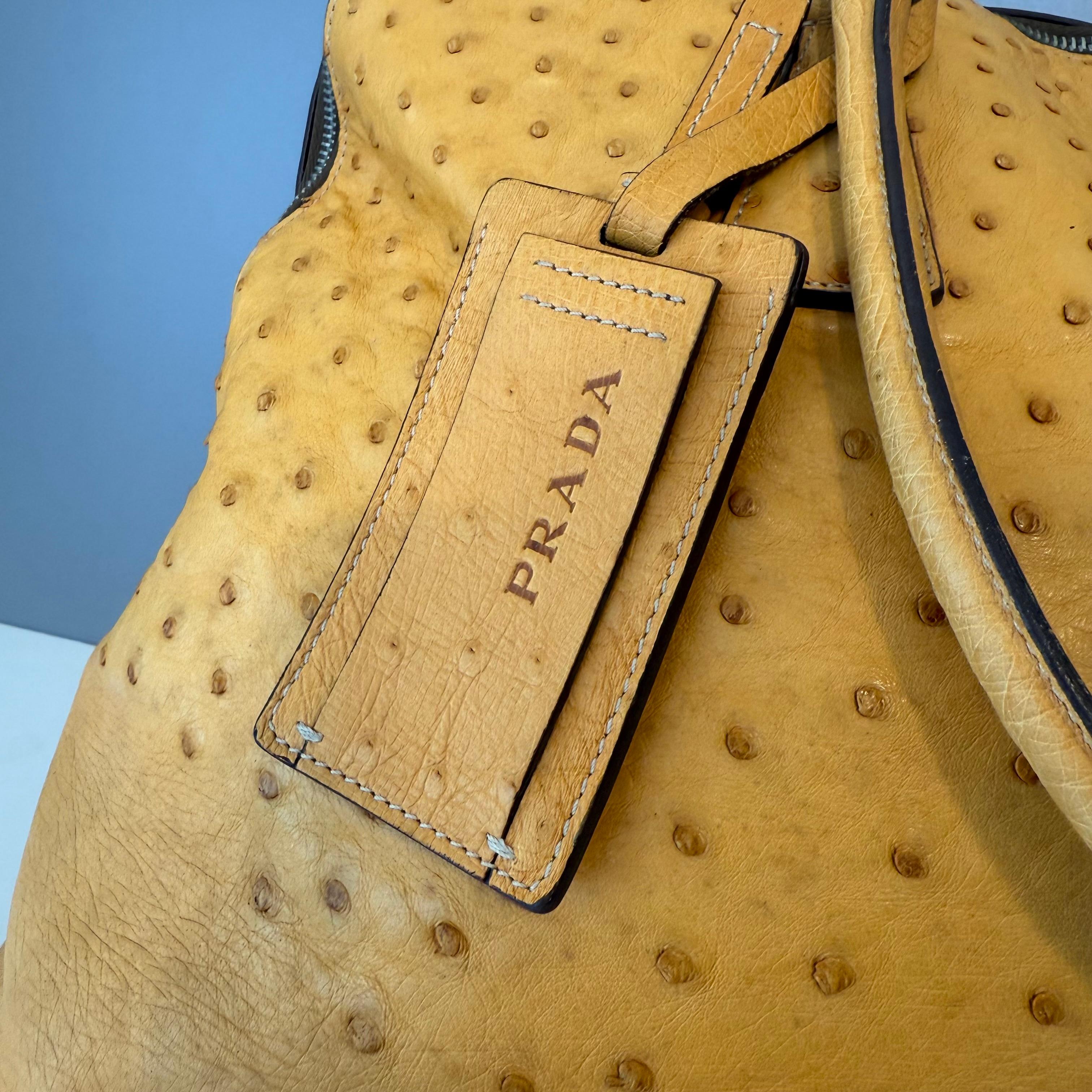 Rare Prada Yellow Ostrich XXL Bag For Sale 1