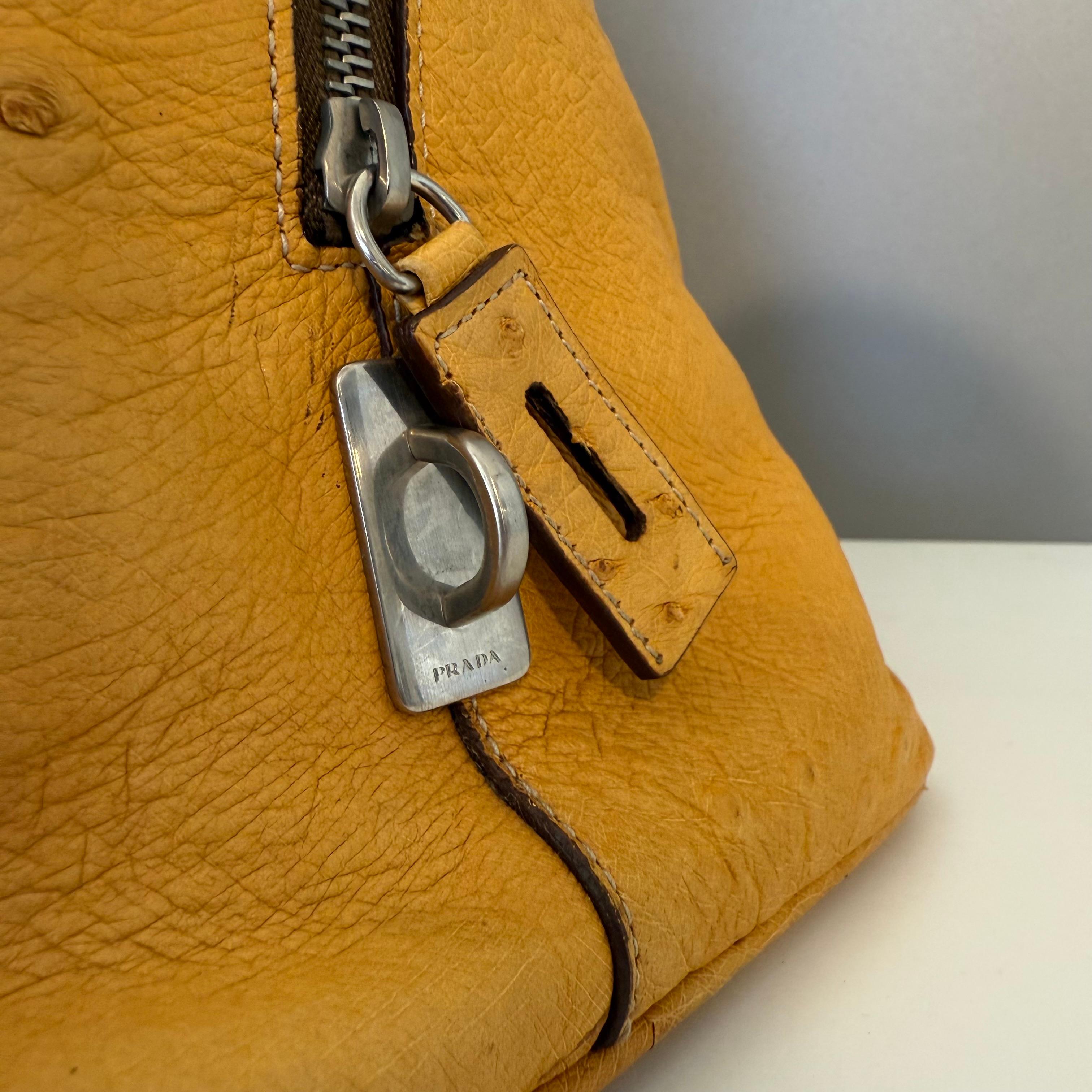 Rare Prada Yellow Ostrich XXL Bag For Sale 4