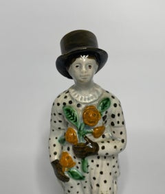 Rare Prattware Figure of a Gardener, circa 1790