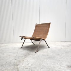 Rara silla de mimbre de preproducción Poul Kjaerholm PK22 años 50
