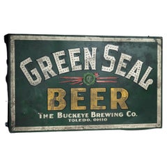 Raro cartello luminoso punzonato pre-proibizionista della birra Greene & Greene retroilluminato