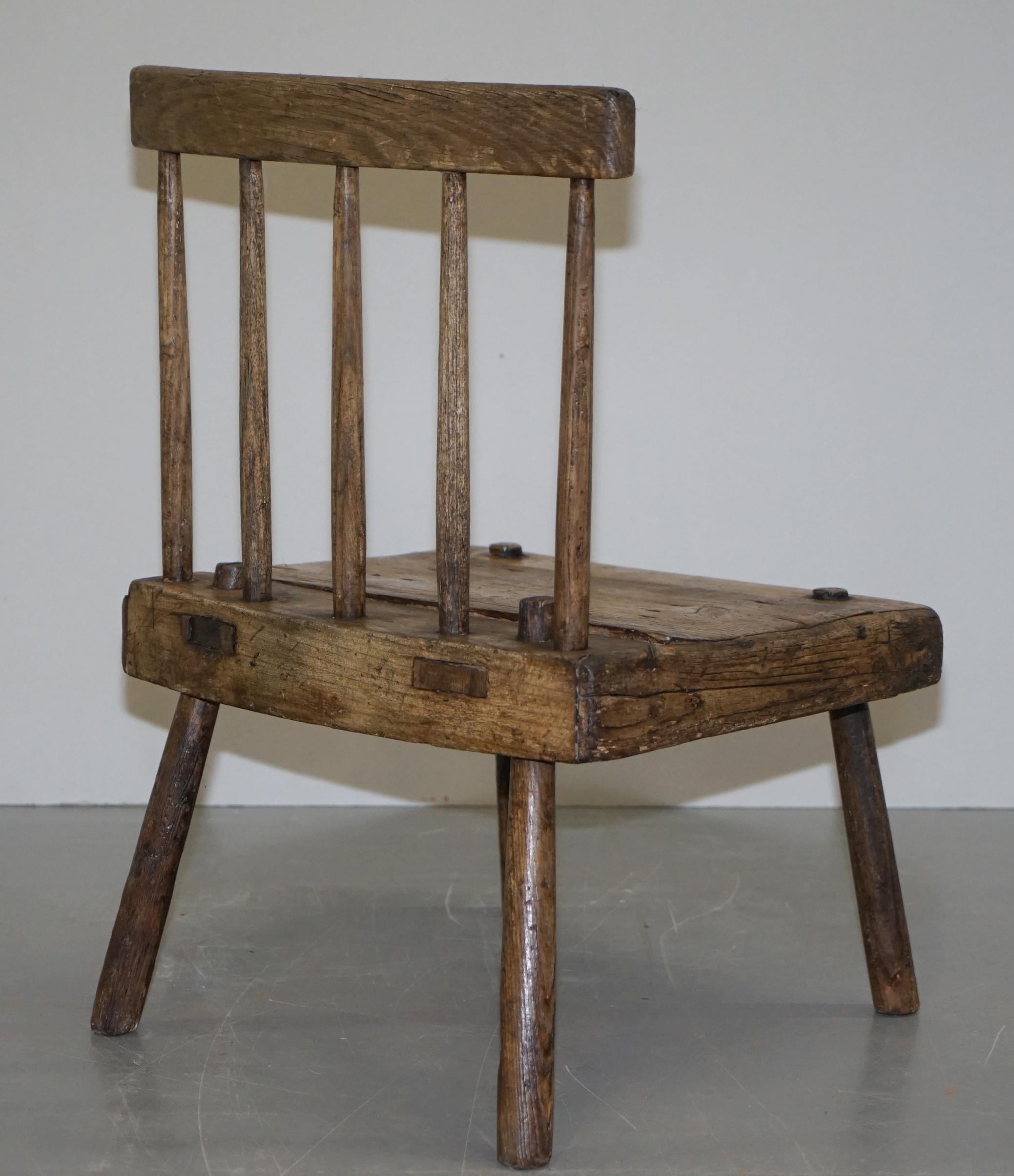 Rare & Primative circa 1820 Irish Famine Chair Original Timber 200+ Years Old For Sale 3