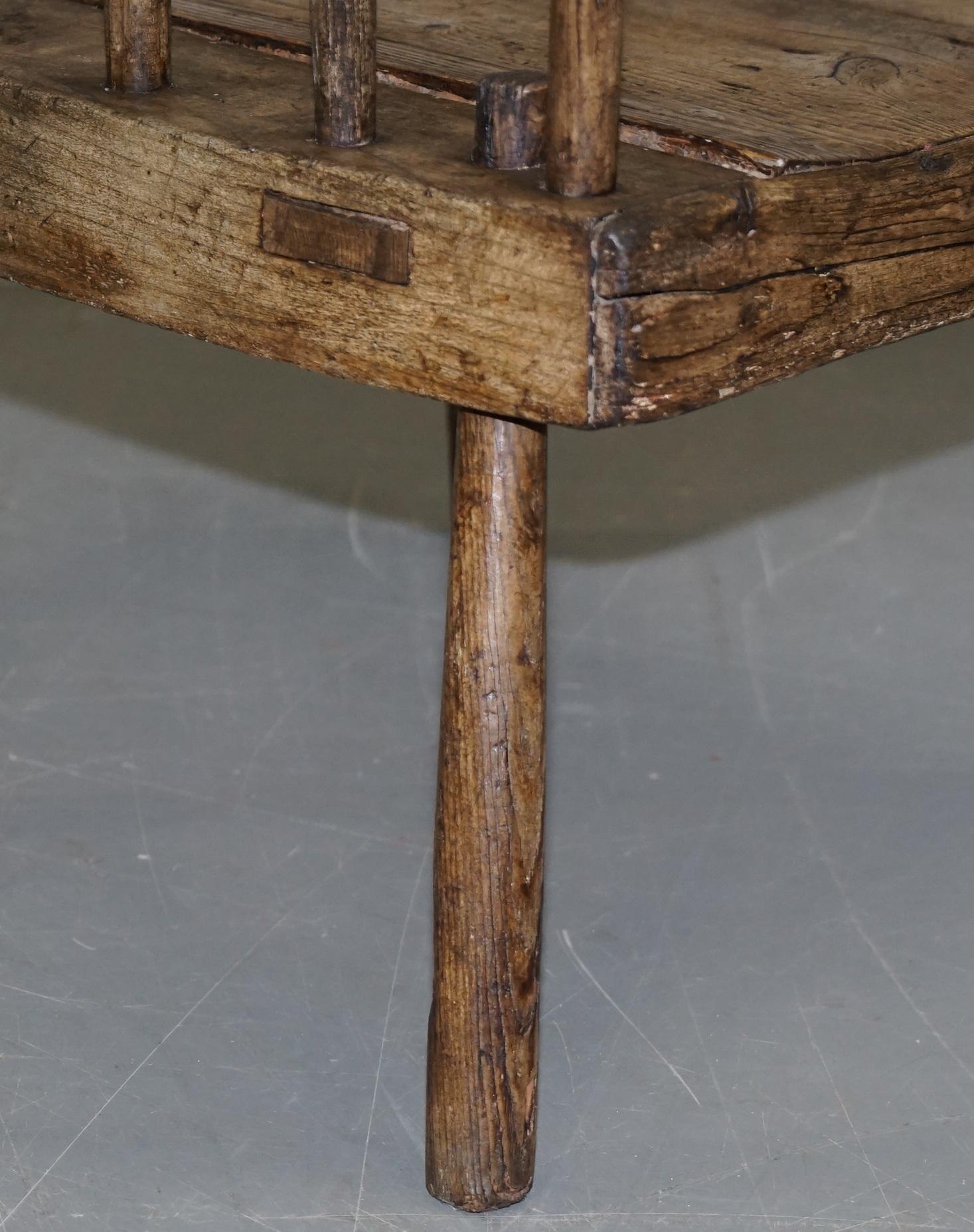 Rare & Primative circa 1820 Irish Famine Chair Original Timber 200+ Years Old For Sale 4
