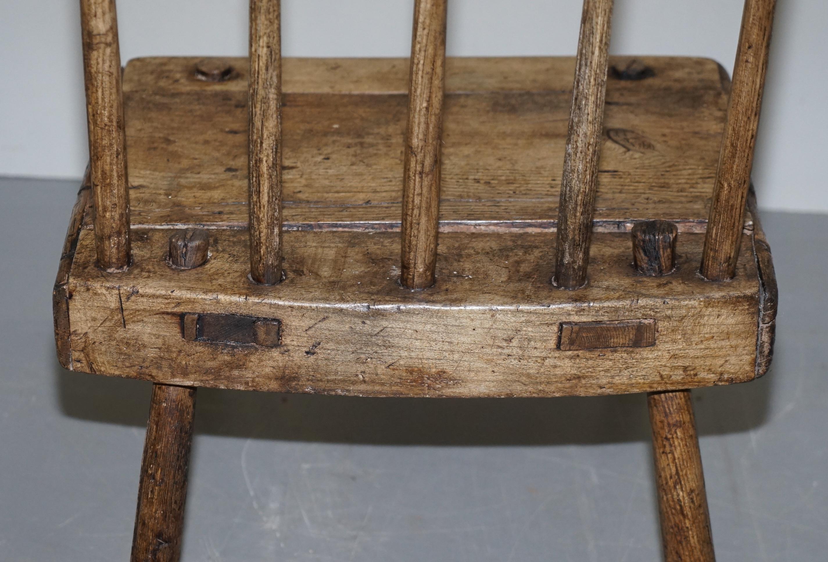 Rare & Primative circa 1820 Irish Famine Chair Original Timber 200+ Years Old For Sale 6