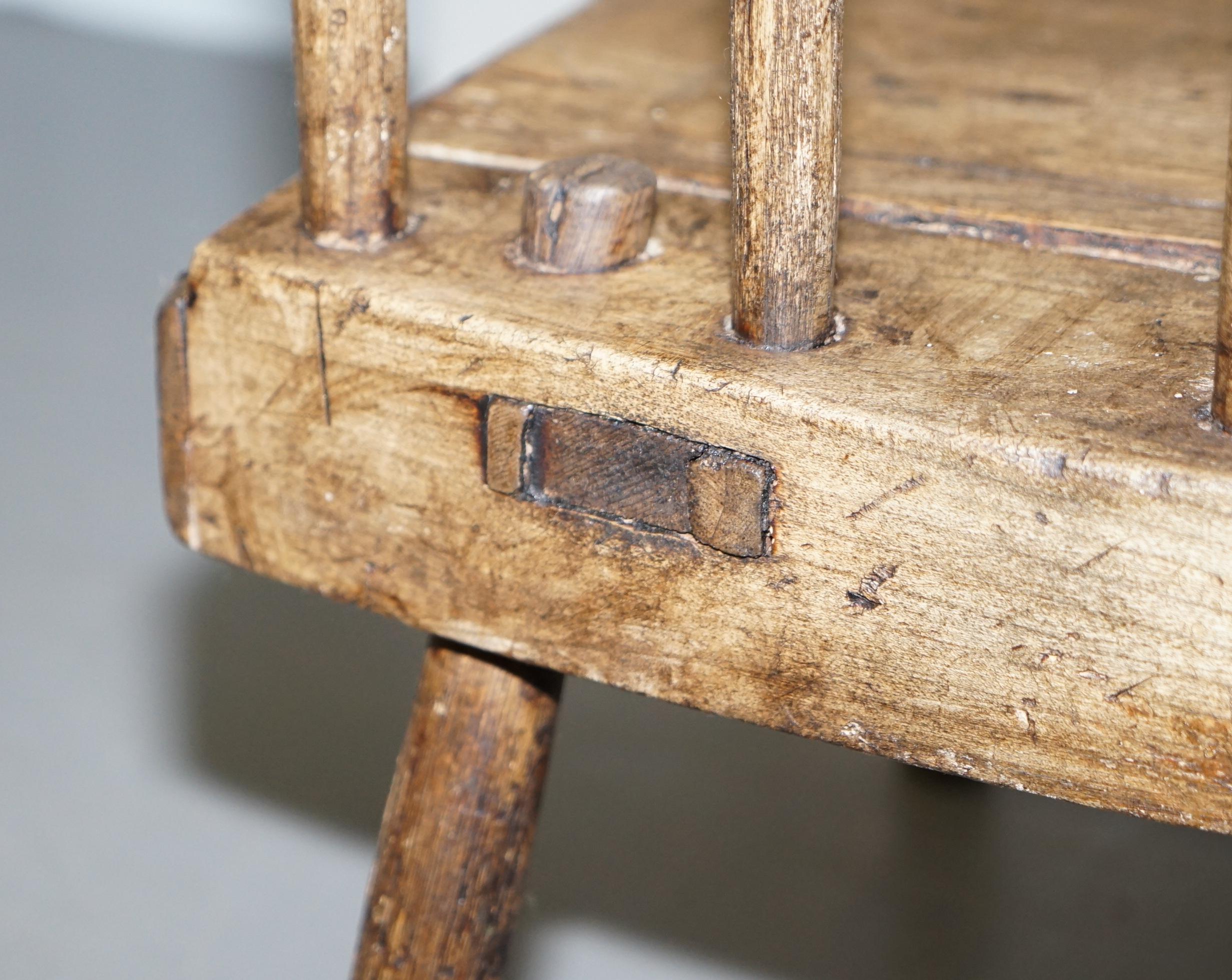 Rare & Primative circa 1820 Irish Famine Chair Original Timber 200+ Years Old For Sale 7