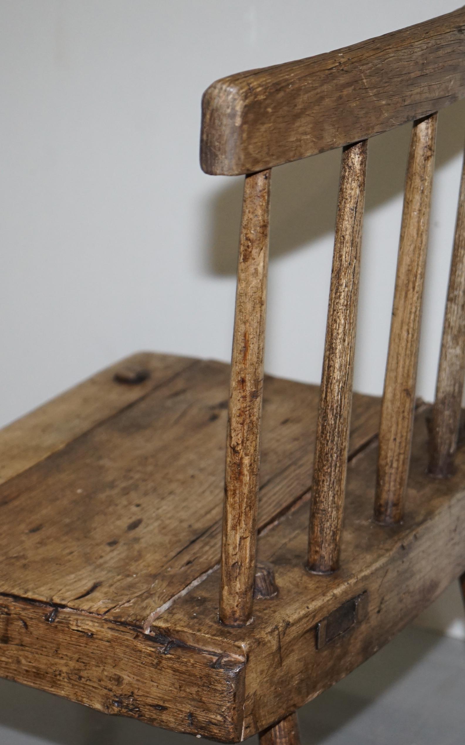 Rare & Primative circa 1820 Irish Famine Chair Original Timber 200+ Years Old For Sale 10