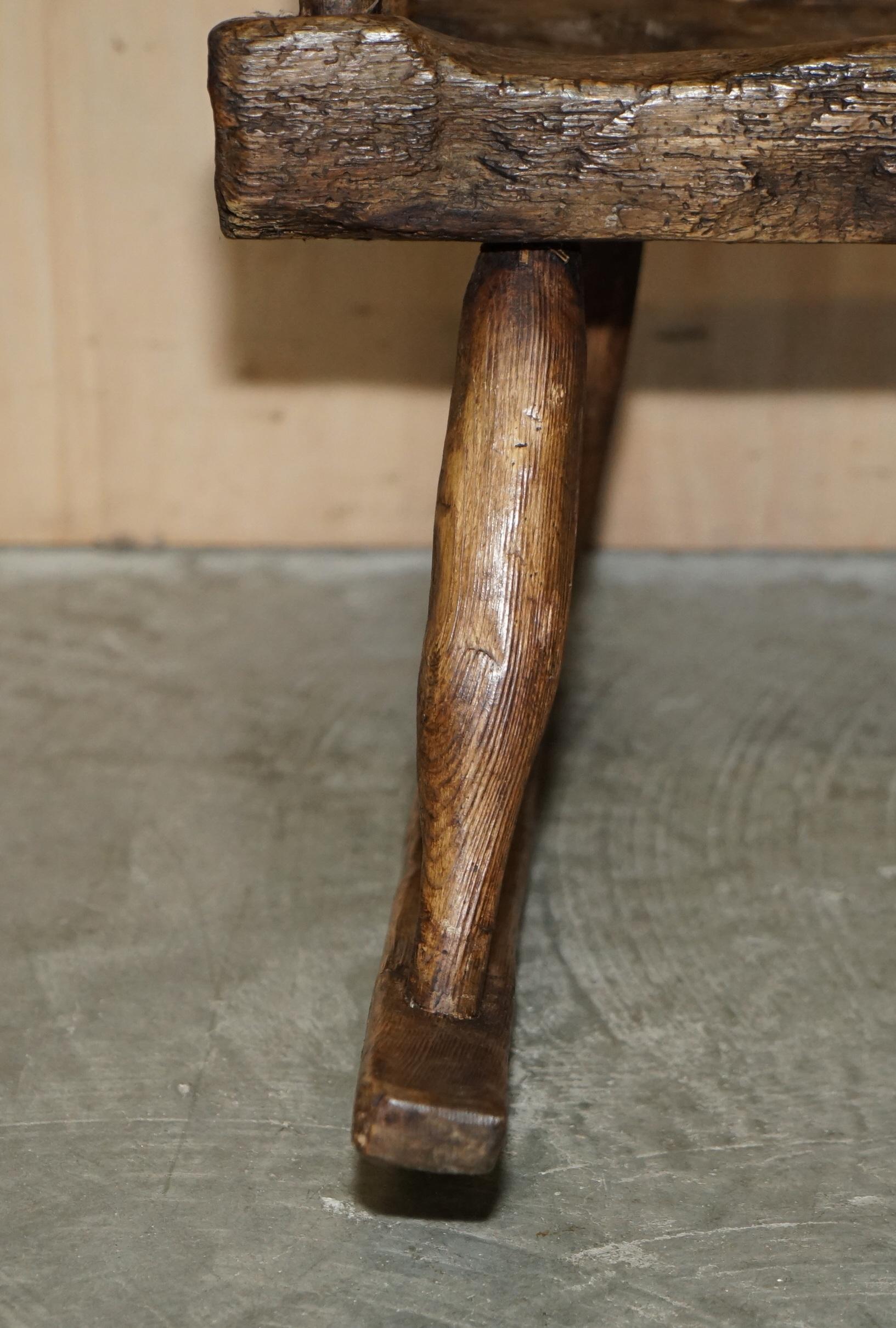 Rare & Primitive circa 1820 Irish Famine Rocking Armchair Original Timber For Sale 2