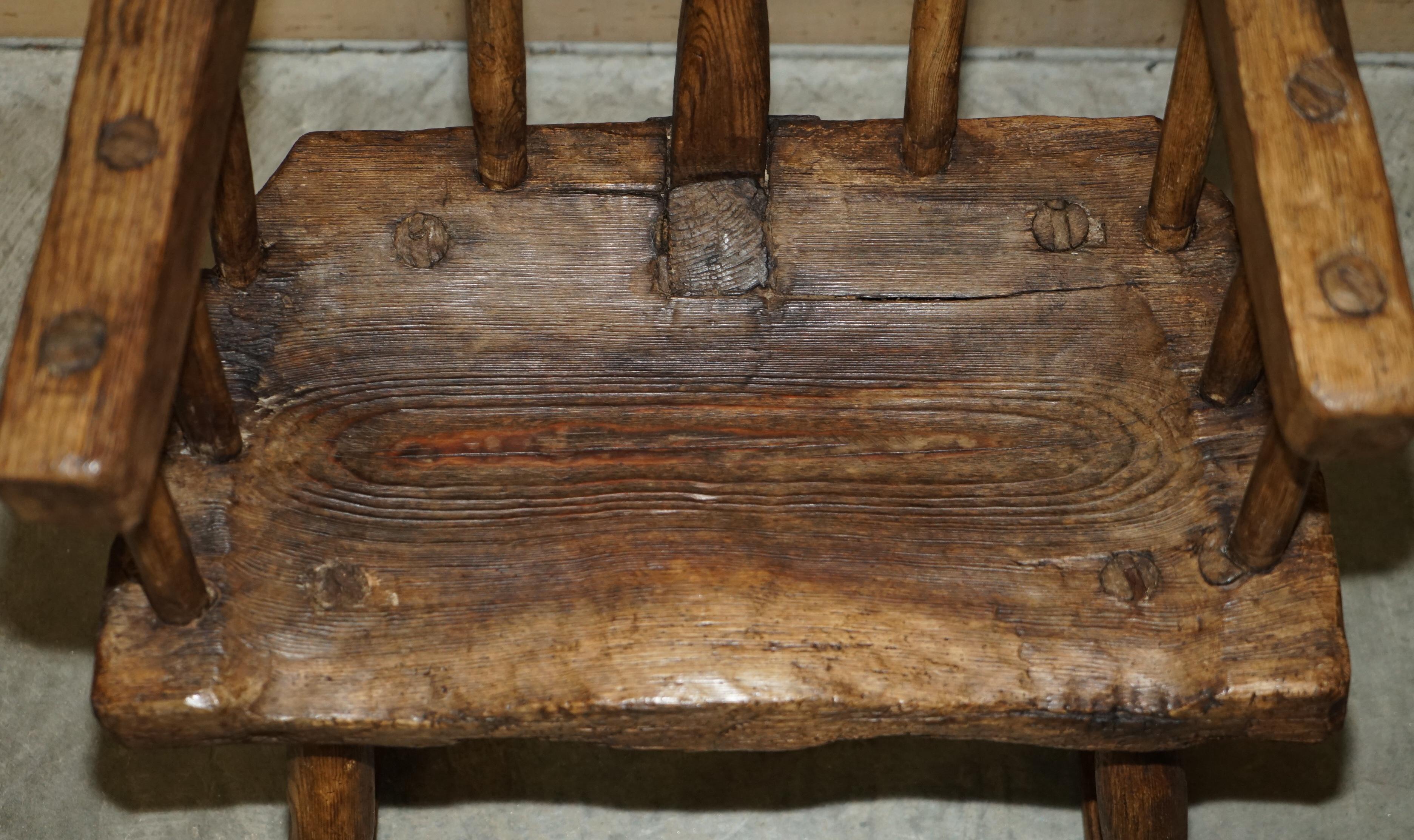 Rare & Primitive circa 1820 Irish Famine Rocking Armchair Original Timber For Sale 6
