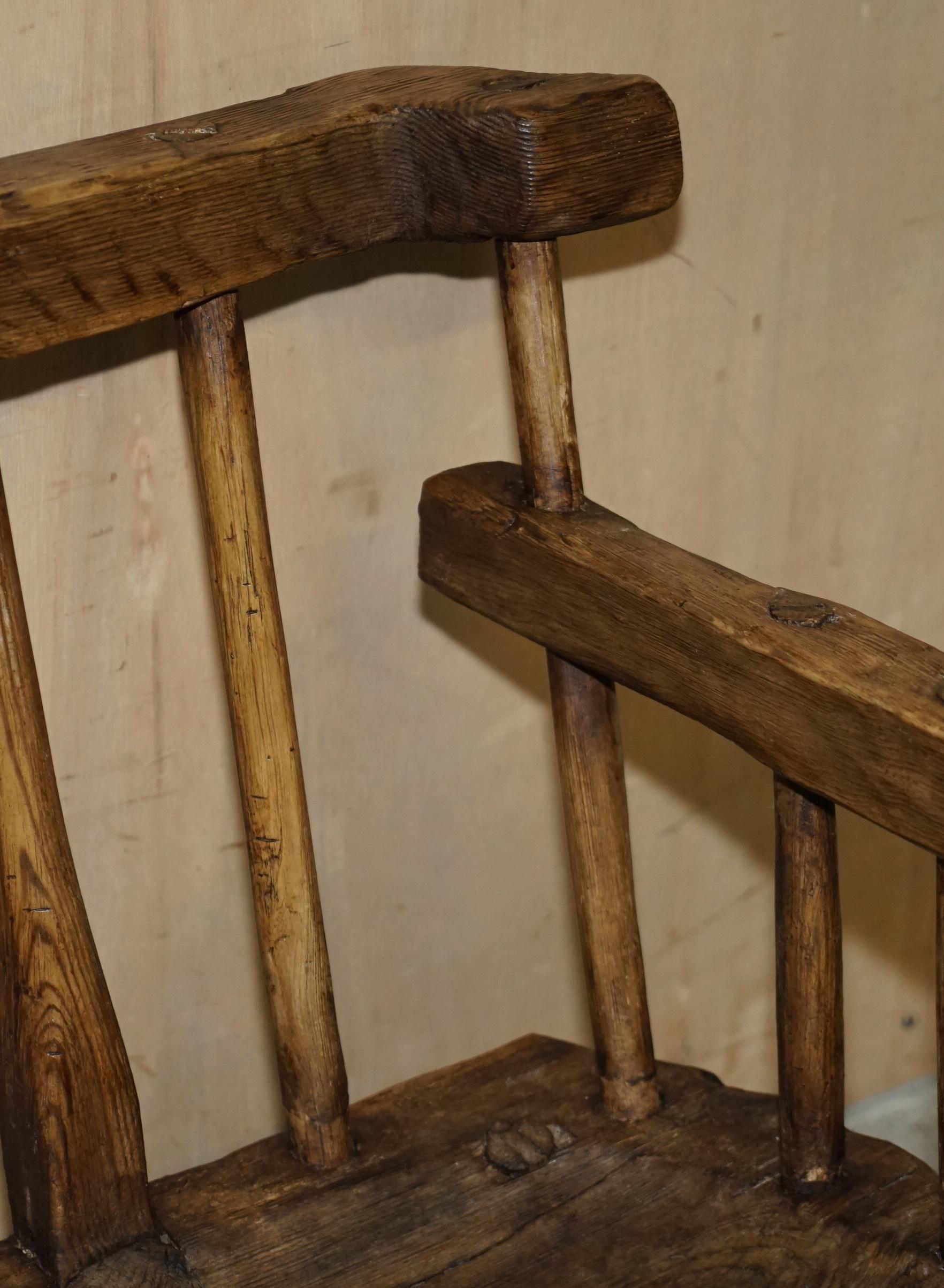 Rare & Primitive circa 1820 Irish Famine Rocking Armchair Original Timber For Sale 8