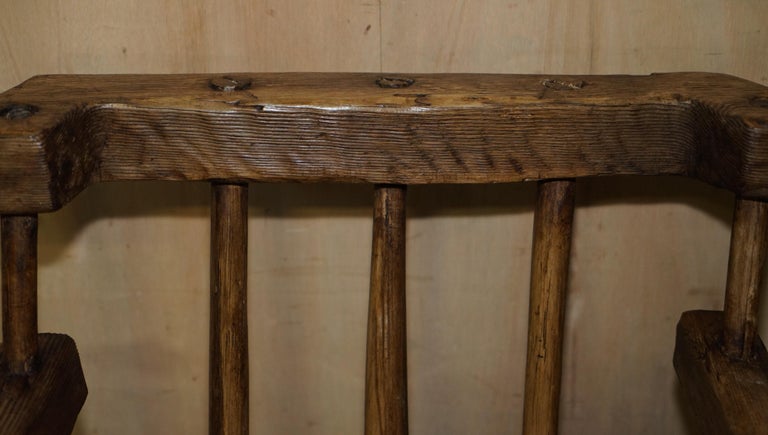 Rare & Primitive circa 1820 Irish Famine Rocking Armchair Original Timber For Sale 2