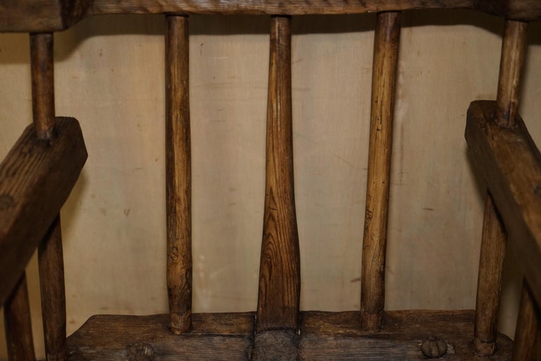 Rare & Primitive circa 1820 Irish Famine Rocking Armchair Original Timber For Sale 3