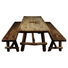 Rare Primitive Dining Set from France, circa 1950