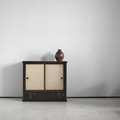 Rare du début de la période Meiji, papier et cèdre brun clair/armoire Wabi Sabi