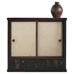 Rare Rustic Early Meiji Period Paper & Cedar Tansu/Cabinet Wabi Sabi