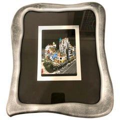 Rare Print by Hundertwasser Haus in Aluminum Foil Framed