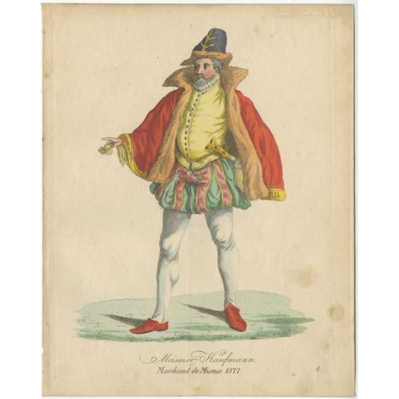 Rare Print of a Merchant from Meissen 'Dresden', Oldest Town in Saxony, Germany For Sale