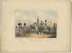 Rare estampe du « Corps des Guides » du régiment de l'armée belge, 1833