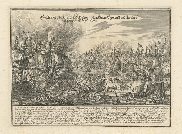Rare Print of the Last Major Battle of the Third Anglo-Dutch War, Texel ...