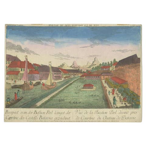 Rare Print of the Pearl Bastion of Castle Batavia in the Dutch East Indies, 1770
